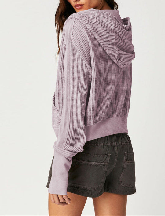 Women's hooded jacket with textured pattern