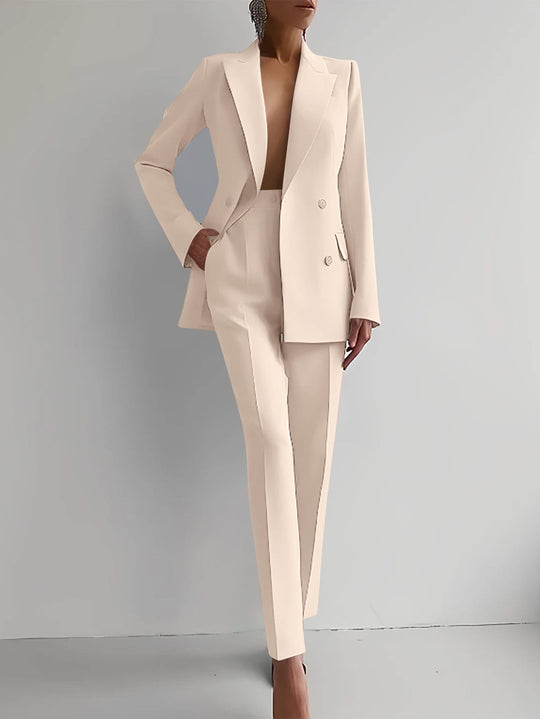 Women's Blazer and Trousers Set with Straight Cut