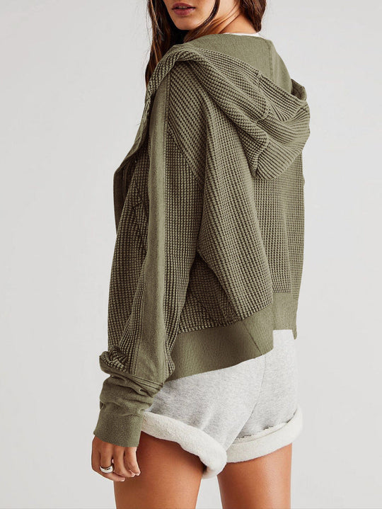 Women's hooded jacket with textured pattern