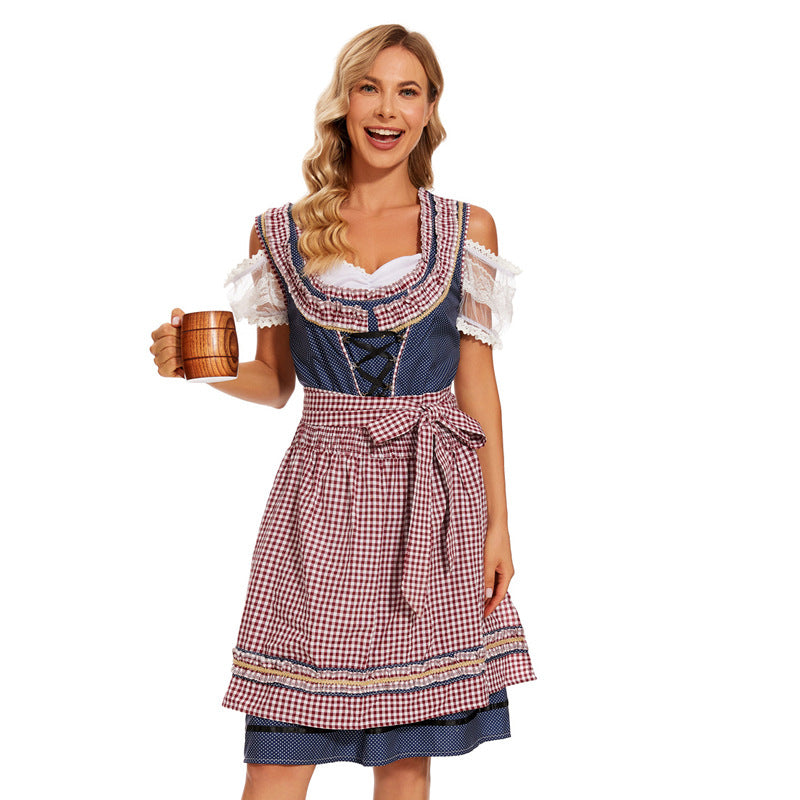 Damen-Dirndl mit eleganten Spitzenärmeln und Schürzenrock