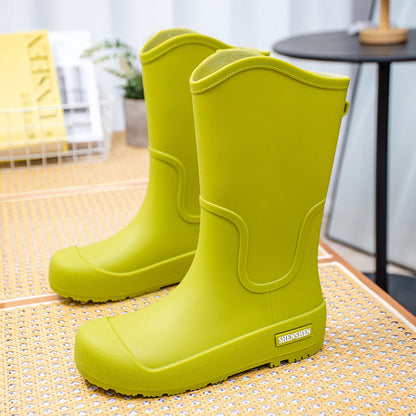 Damen Wasserdichte Mittelhohe Gummistiefel Mit Profilsohle