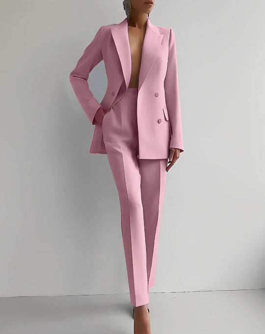 Women's Blazer and Trousers Set with Straight Cut