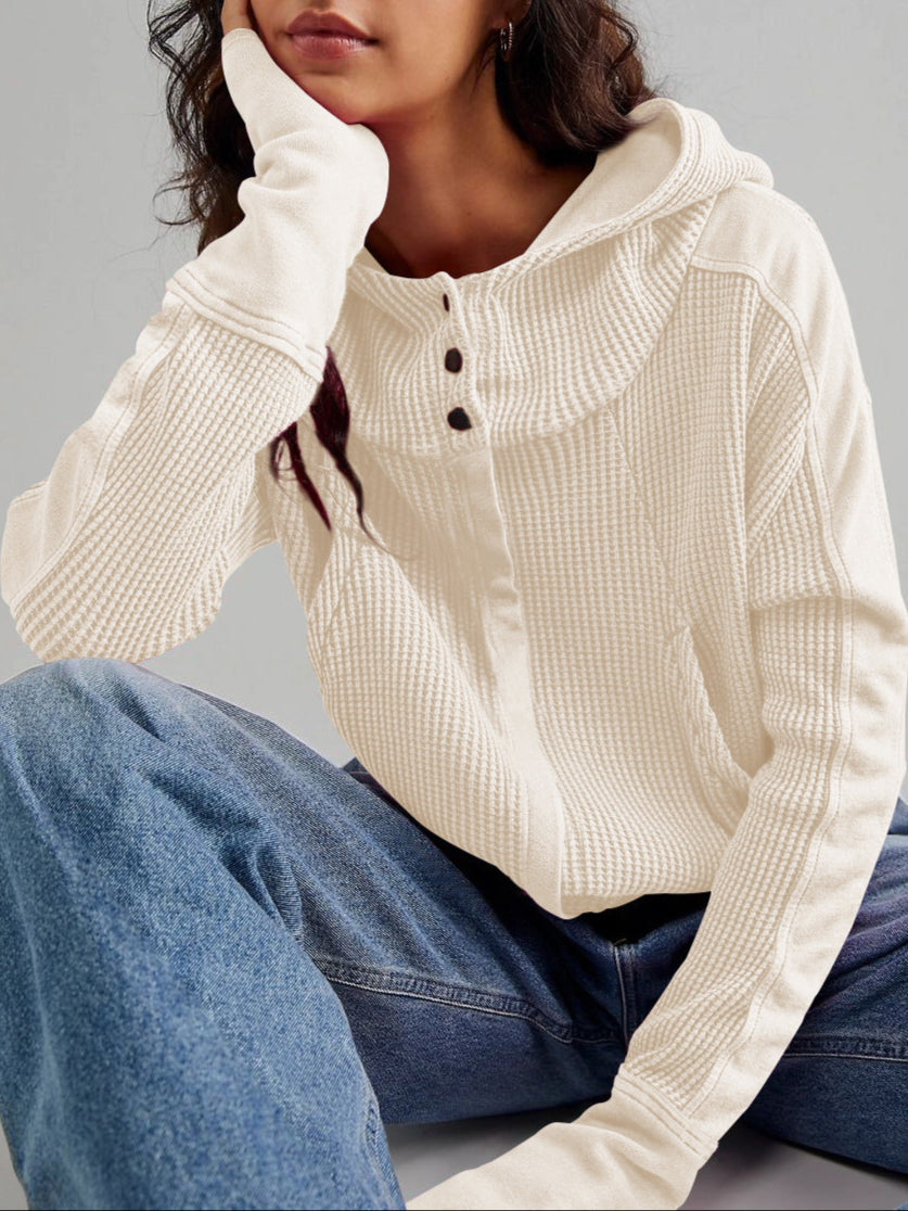 Women's hooded jacket with textured pattern