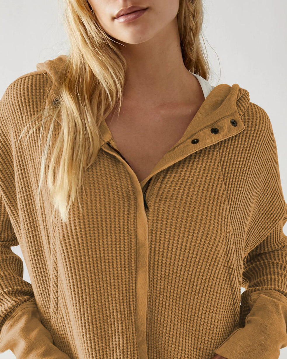 Women's hooded jacket with textured pattern