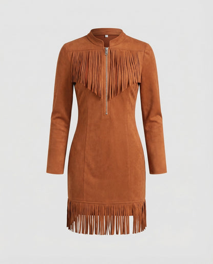 Damen-Freizeitkleid in Wildlederoptik für stilvolle Alltagslooks – Rückansicht