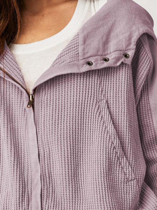 Women's hooded jacket with textured pattern