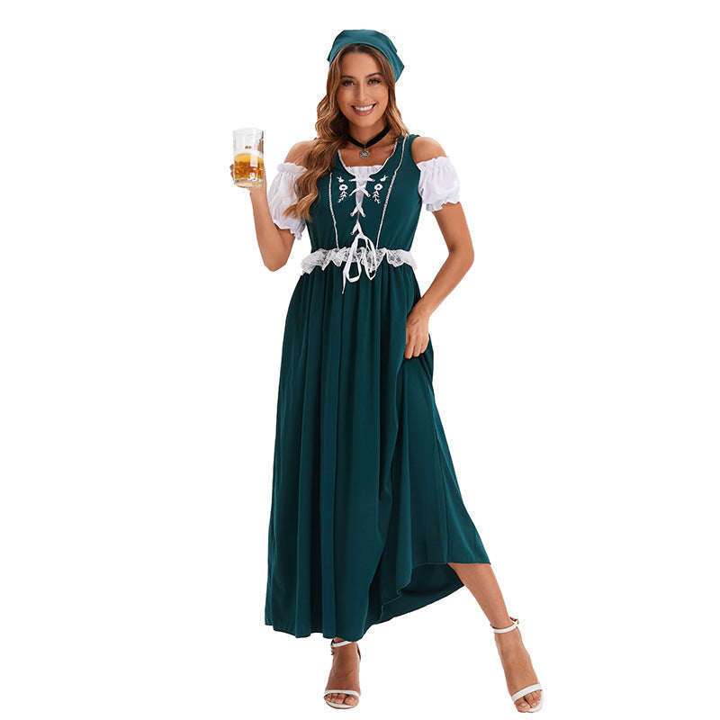 Damenkleid in voller Länge mit traditionellem Schnitt und Spitzenbund