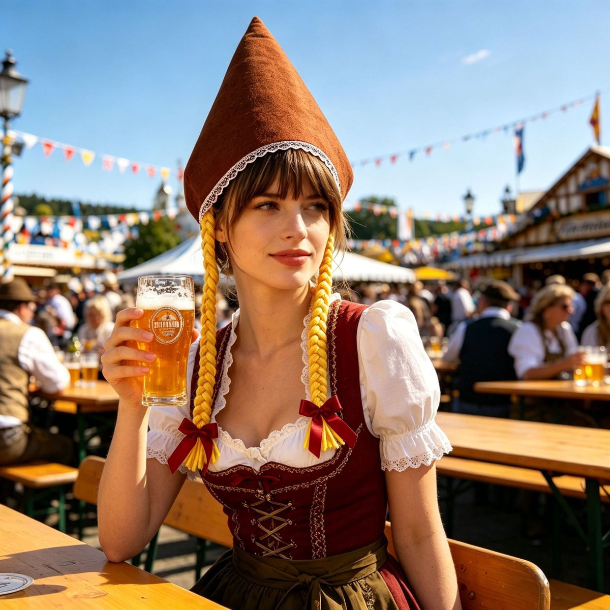Damenhaube aus Baumwollvelours für festliche Trachtenmode
