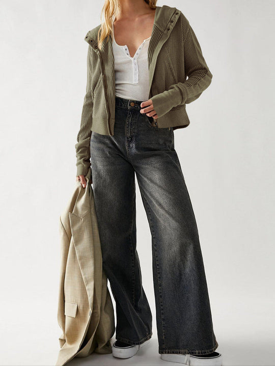 Women's hooded jacket with textured pattern