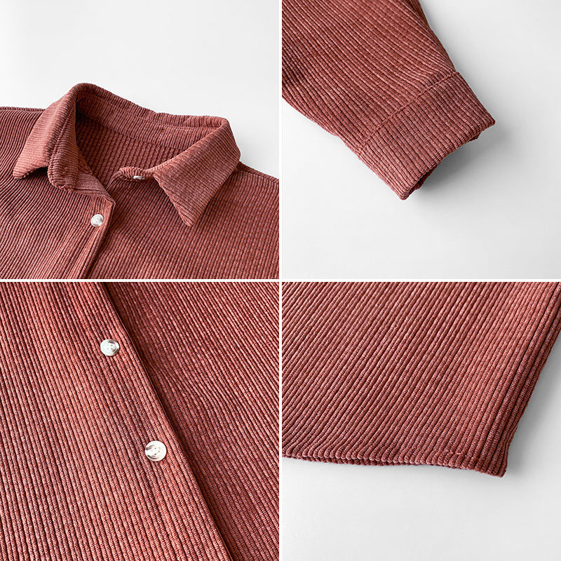Women's corduroy shirt with texture and button placket
