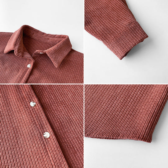 Women's corduroy shirt with texture and button placket