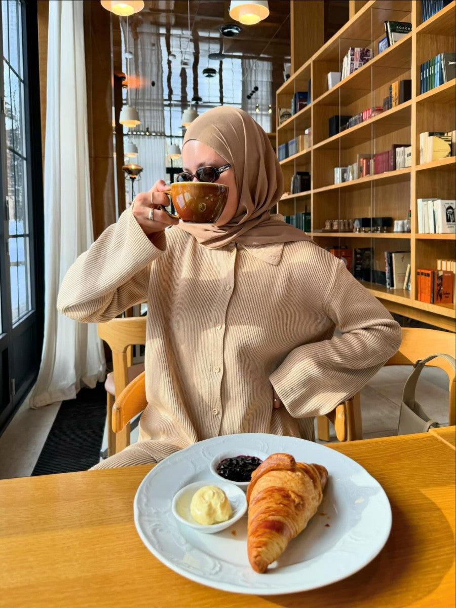 Damen-Cardigan mit langen Ärmeln und gerippten Abschlüssen