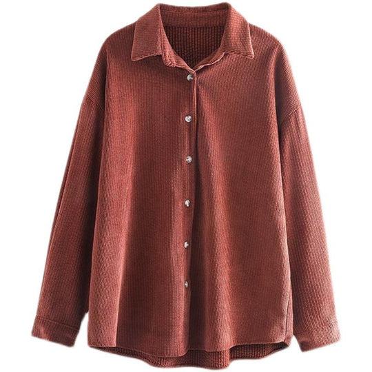 Women's corduroy shirt with texture and button placket