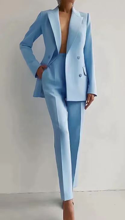 Women's Blazer and Trousers Set with Straight Cut