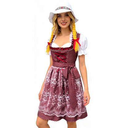 Damen Dirndlkleid Mit Schnürmieder Und Spitzenapplikation