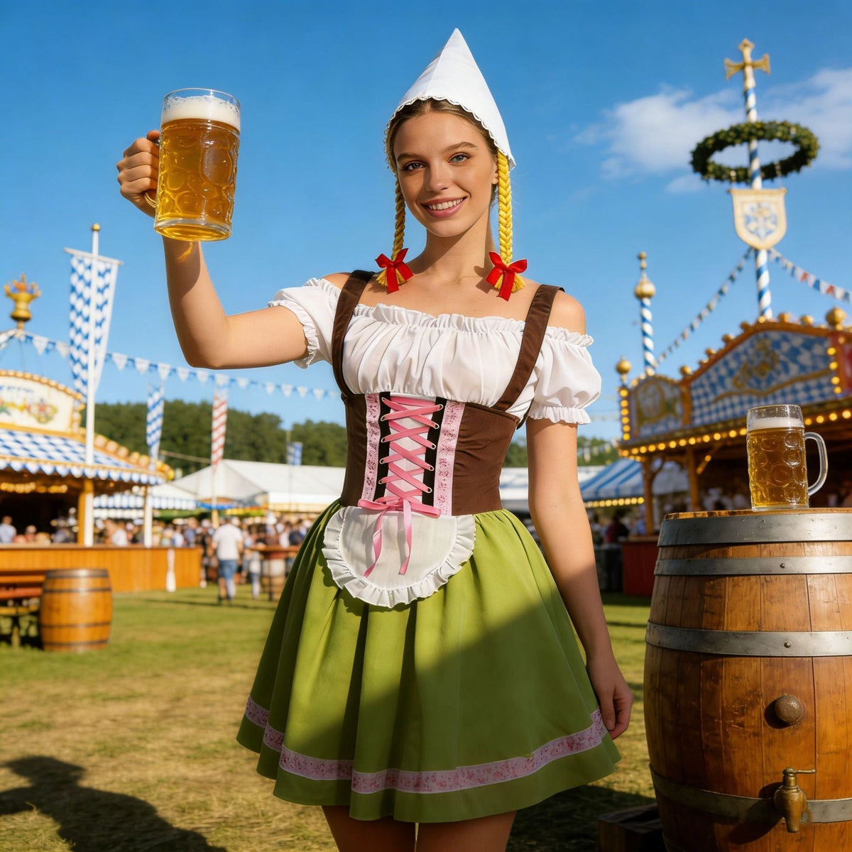Detailansicht der Schnürung am traditionellen Damen-Dirndl