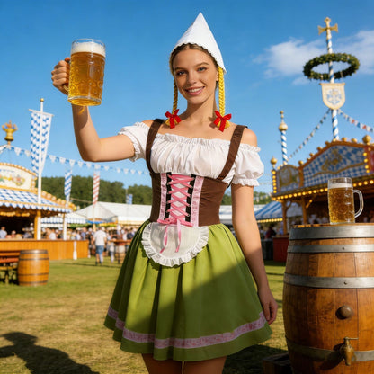 Detailansicht der Schnürung am traditionellen Damen-Dirndl