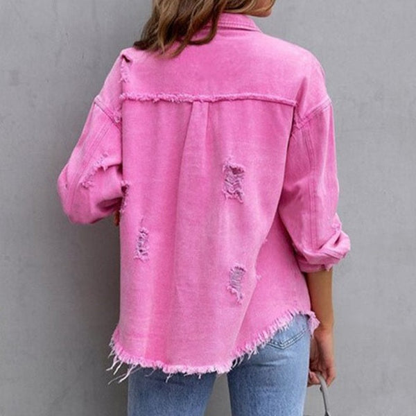 Women's denim jacket with vintage look
