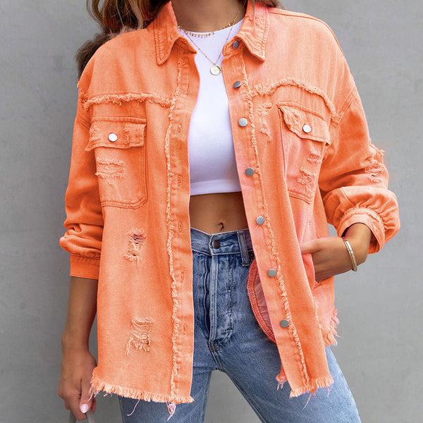 Women's denim jacket with vintage look