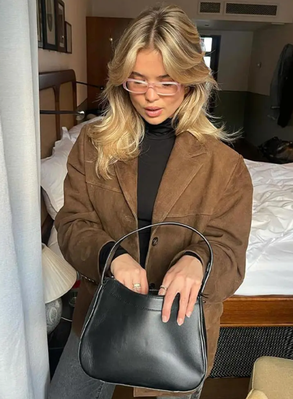 Women's Oversized Jacket with Single-Breasted Design in Suede Look 