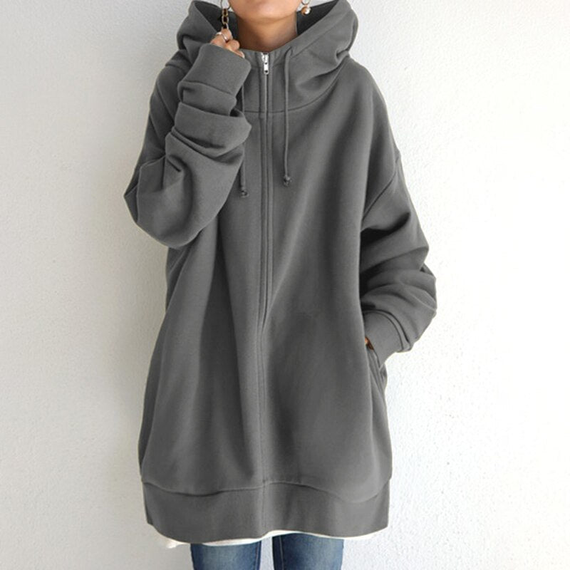 Women's Oversized Hoodie with Wool Texture for Winter