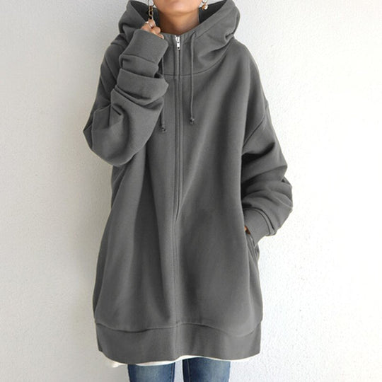 Women's Oversized Hoodie with Wool Texture for Winter