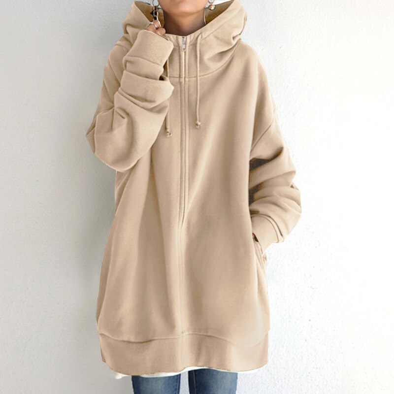 Women's Oversized Hoodie with Wool Texture for Winter