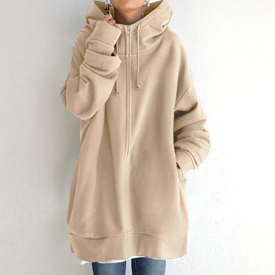 Women's Oversized Hoodie with Wool Texture for Winter