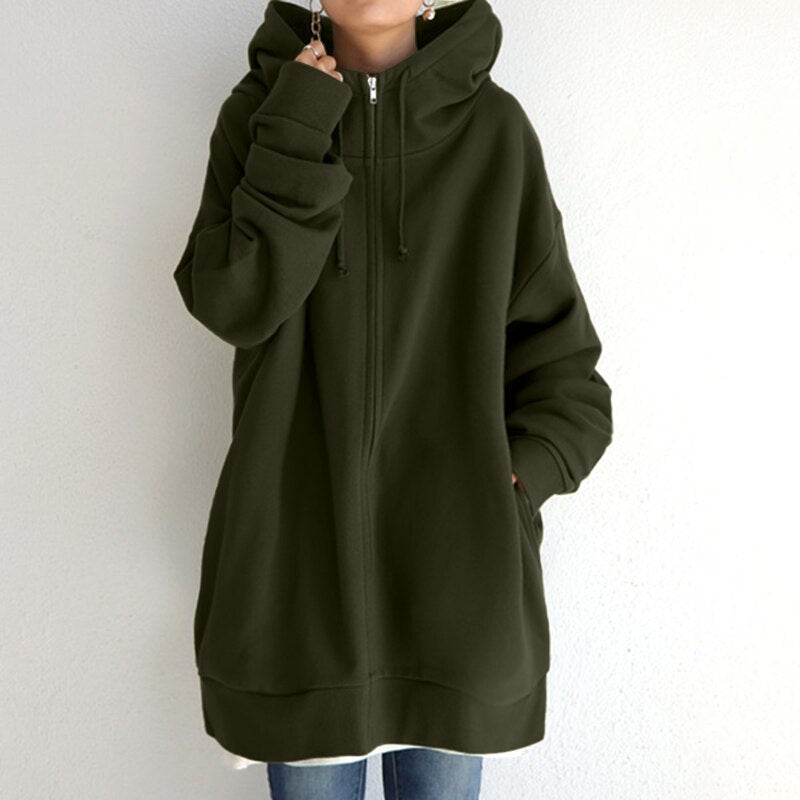 Women's Oversized Hoodie with Wool Texture for Winter