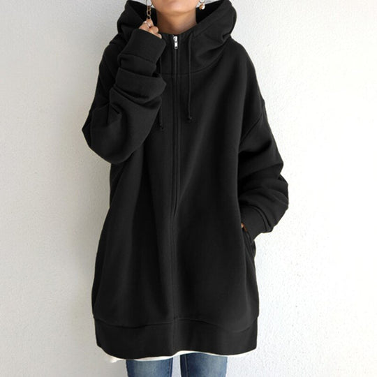 Women's Oversized Hoodie with Wool Texture for Winter
