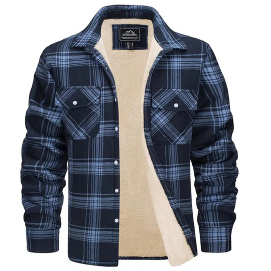 Men's Checkered Fleece Jacket for Autumn and Winter