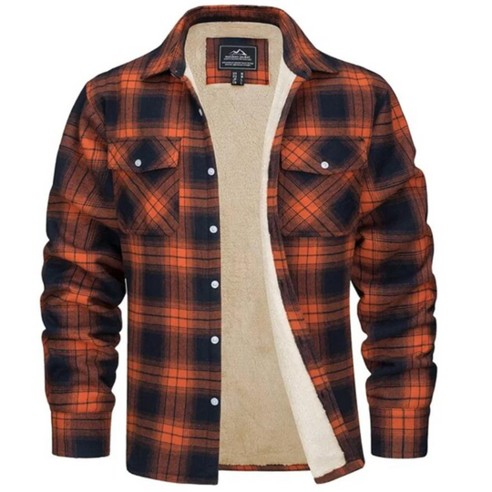 Men's Checkered Fleece Jacket for Autumn and Winter