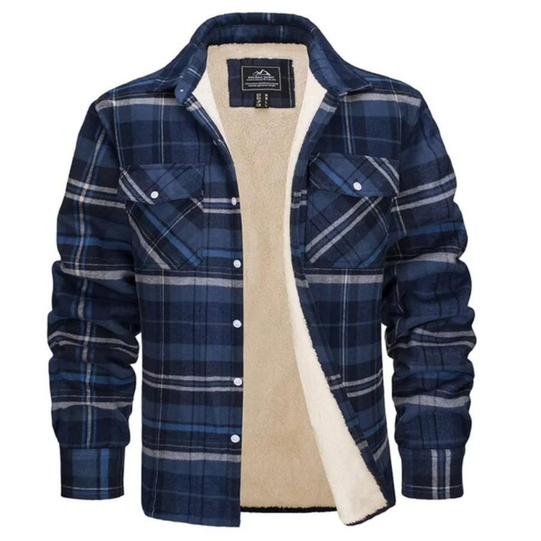 Men's Checkered Fleece Jacket for Autumn and Winter