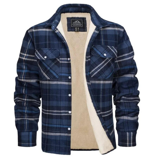 Men's Checkered Fleece Jacket for Autumn and Winter