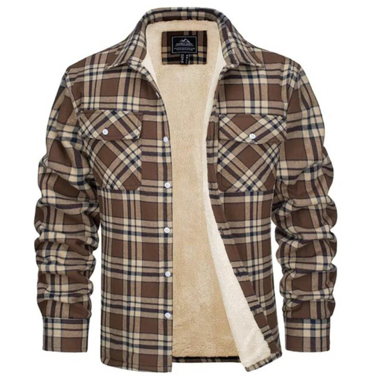 Men's Checkered Fleece Jacket for Autumn and Winter