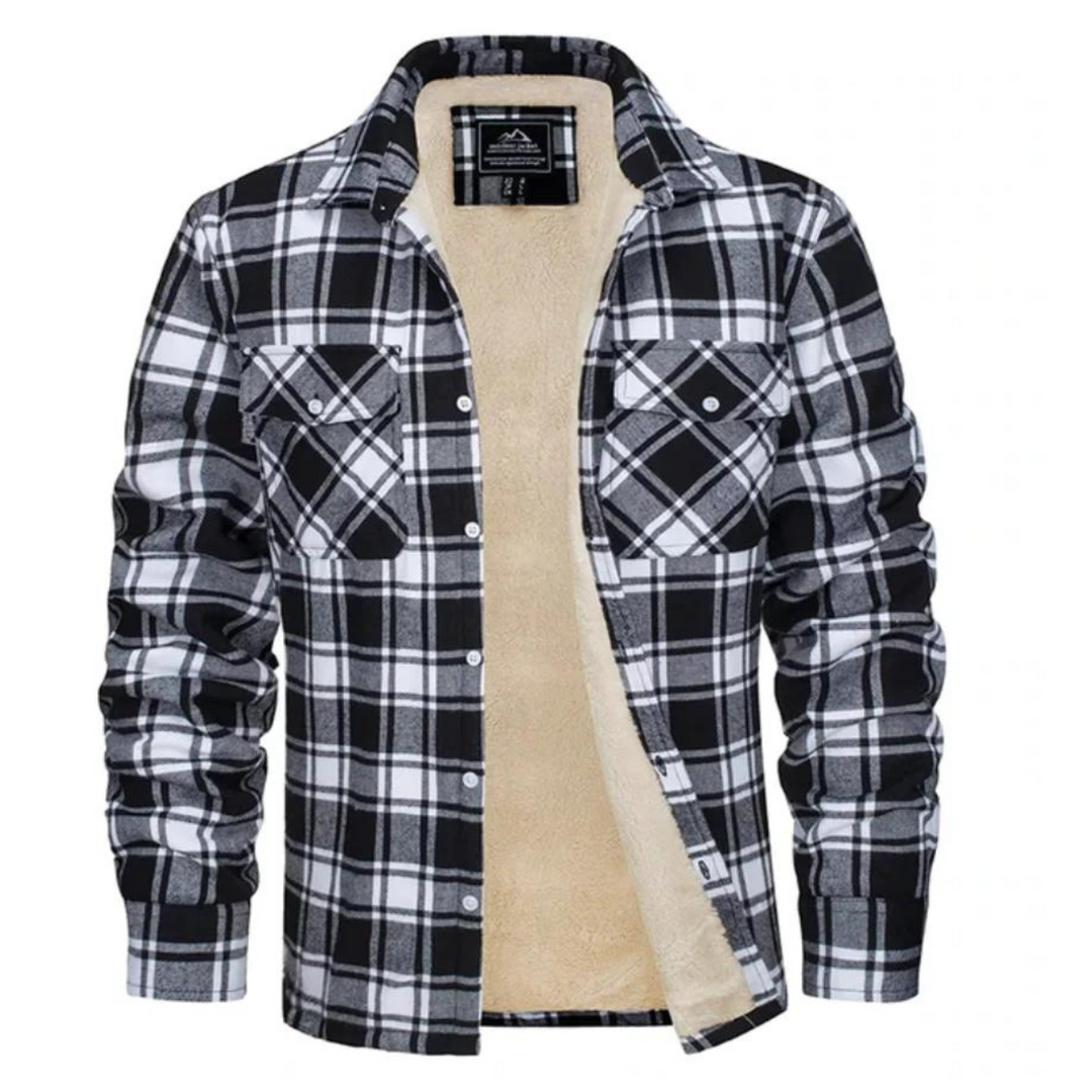 Men's Checkered Fleece Jacket for Autumn and Winter