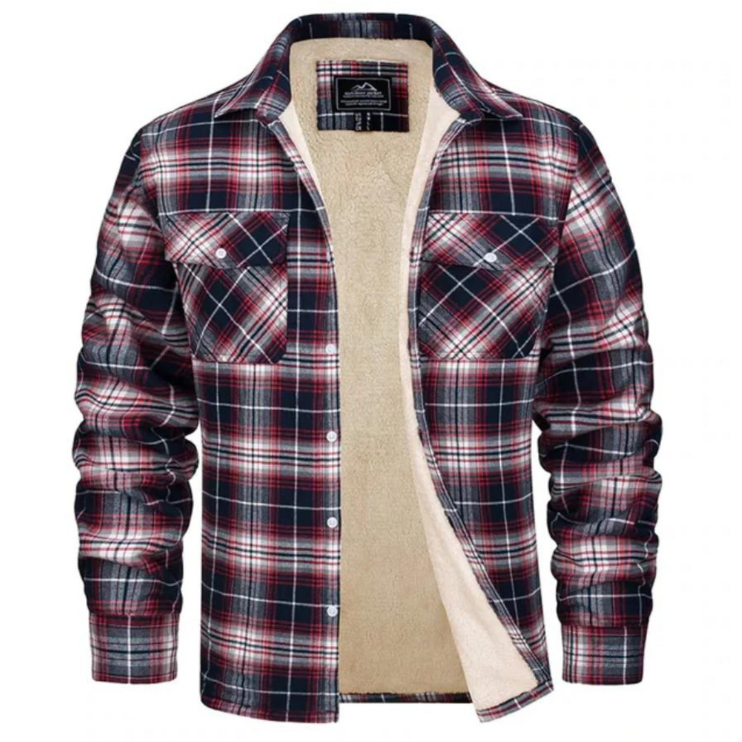 Men's Checkered Fleece Jacket for Autumn and Winter