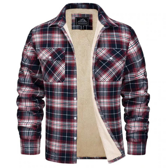 Men's Checkered Fleece Jacket for Autumn and Winter