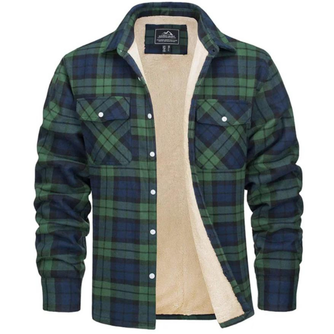 Men's Checkered Fleece Jacket for Autumn and Winter