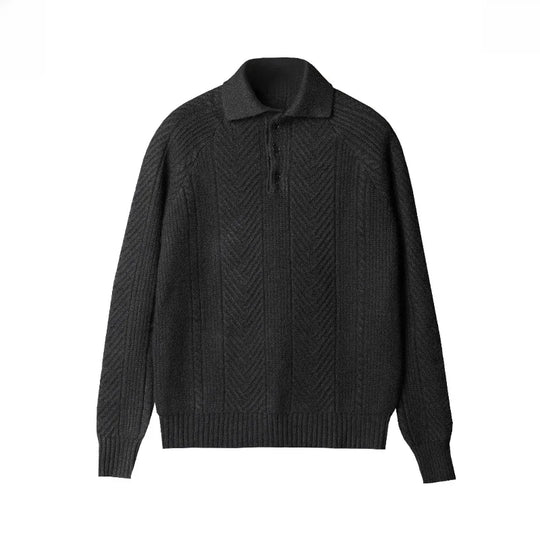 Men's knitted polo shirt with a modern pattern