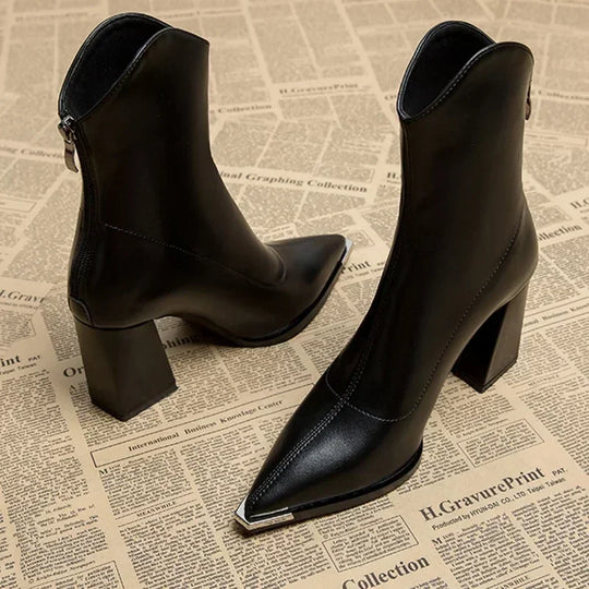 Women's Chelsea Boots with Modern Chrome Detail and Slim Design