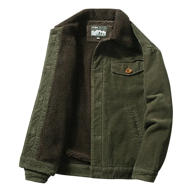 Men's corduroy jacket with warm fleece lining 