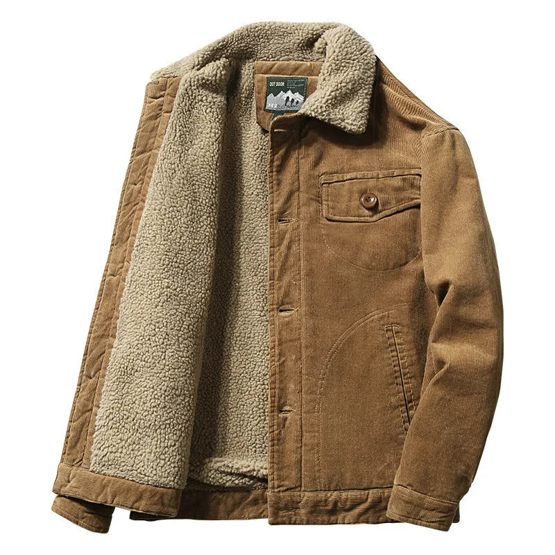 Men's corduroy jacket with warm fleece lining 
