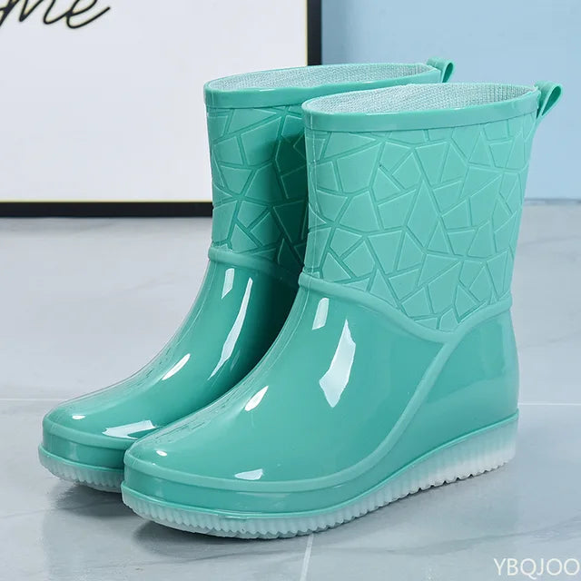 Kurze wasserdichte Damen-Regenstiefel zum Hineinschlüpfen