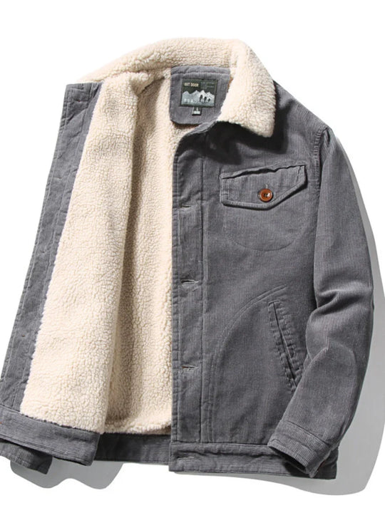 Men's corduroy jacket with warm fleece lining 