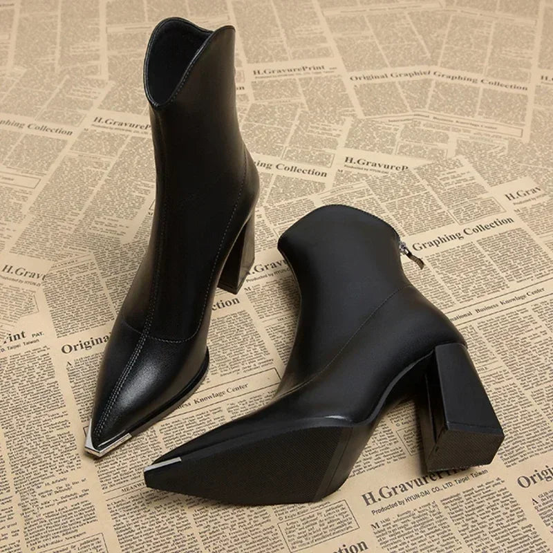 Women's Chelsea Boots with Modern Chrome Detail and Slim Design