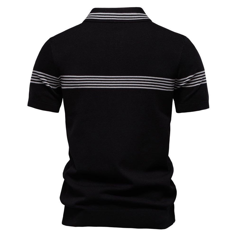 Strick-Poloshirt für Herren mit schmalen Streifen