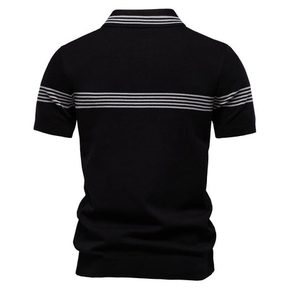 Strick-Poloshirt für Herren mit schmalen Streifen