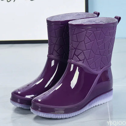 Damen Regenstiefel Kurz Wasserdicht Zum Hineinschlüpfen