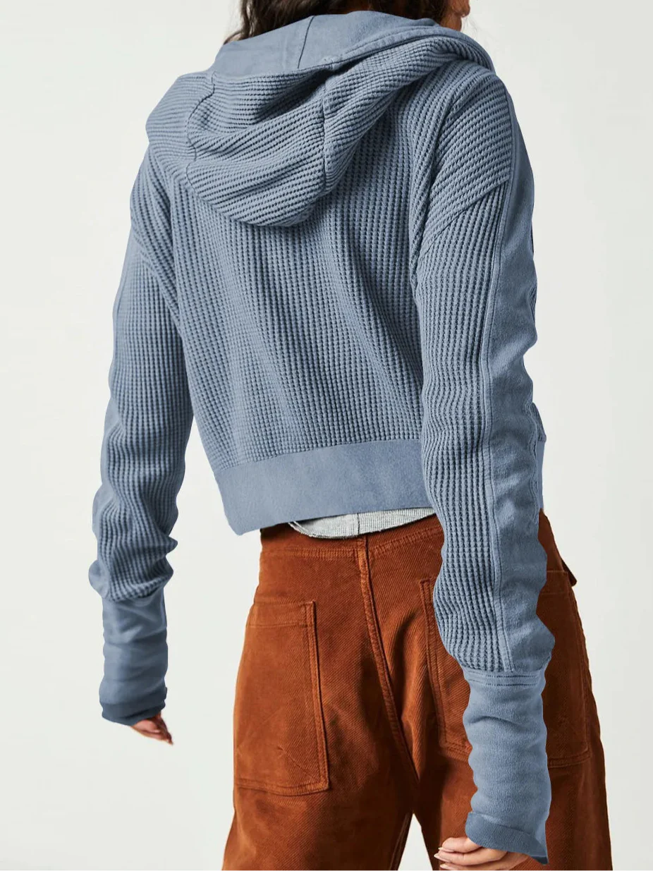 Women's hooded jacket with textured pattern